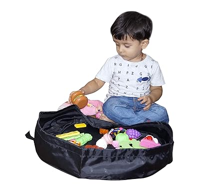 NISUN Polyester Toy Storage Bag (Black, 20 Inches)