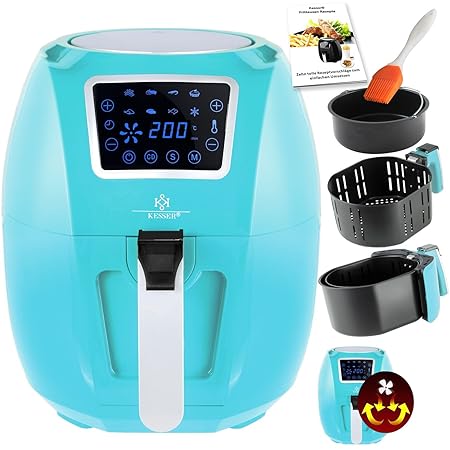 Kesser® XXL 5,5 Liter Heißluftfritteuse Friteuse Fritteuse |+ Brotbackkorb | 1700W Airfryer Touch Display | 8 Programmen | oh