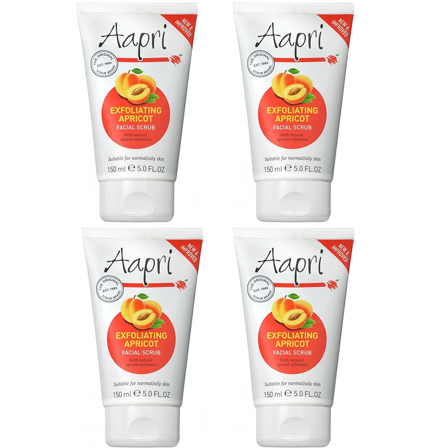 4 x Aapri Exfoliating Apricot Face Facial Scrub Cream 150ml New Improved Formula