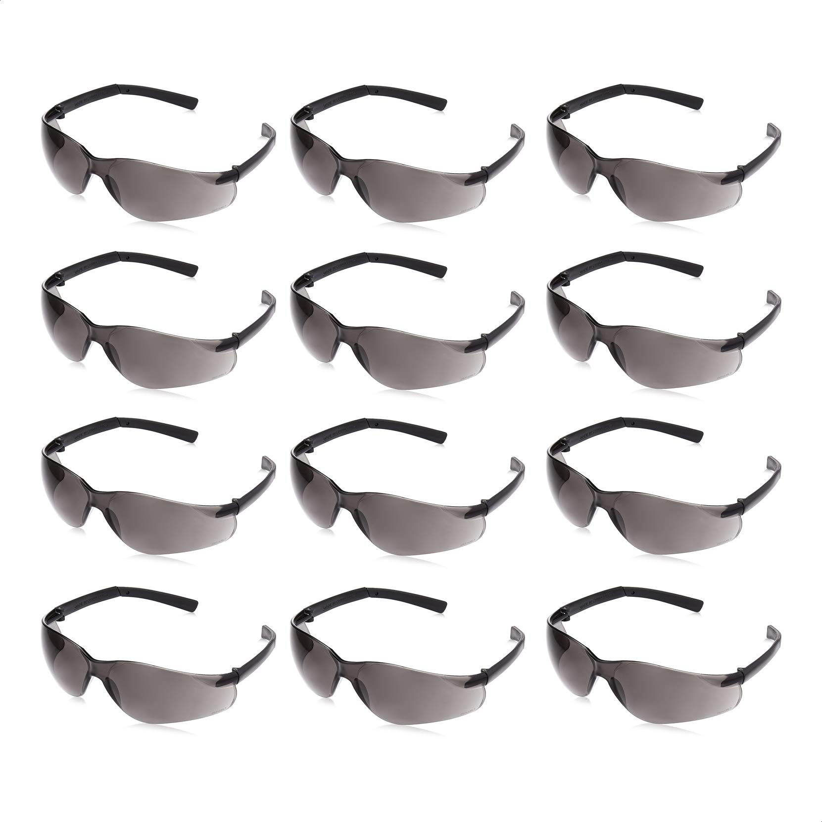 AmazonCommercial Safety Glasses (Gray/Black), Anti-scratch, 12-pack