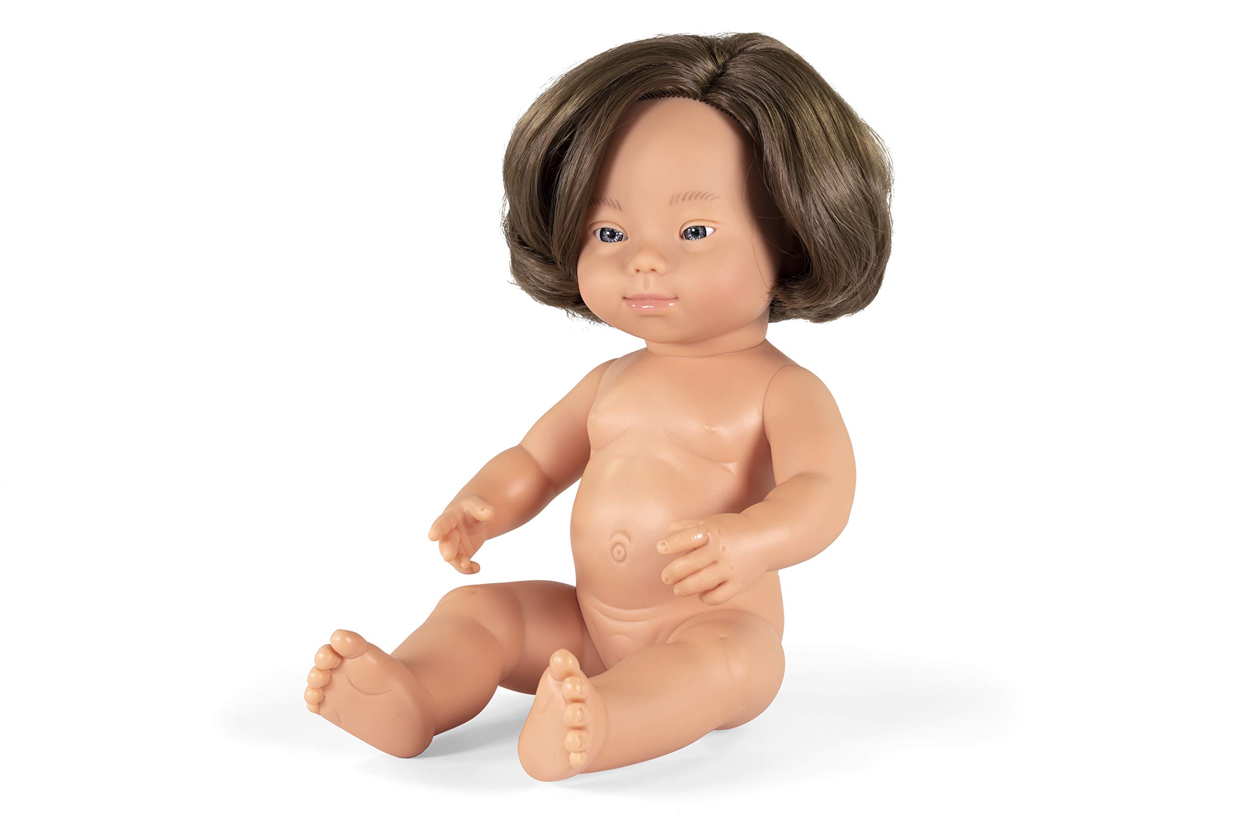 Miniland Baby doll with Down Syndrome Caucasian girl 38cm in polybag, without underwear