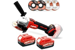 DOGTOOTH Max 21V 4-1/2'' Cordless Angle Grinder Set with 2 * 4.0 Ah Batteries, Compatible with Makita 18V Battery, Brushless 