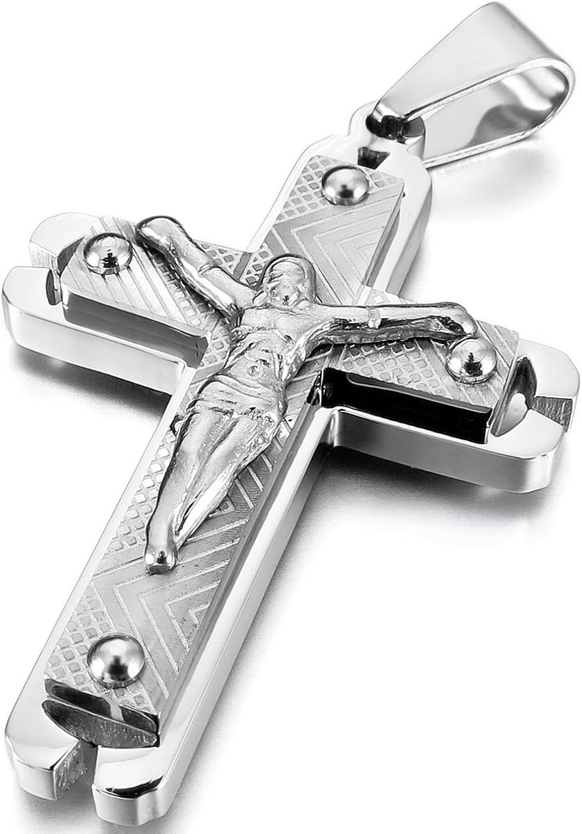 OIDEA Collana Catena Uomo Acciaio Inossidabile con Pendente Croce