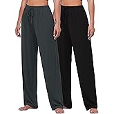 FEQO 2 Pack Women's Lounge Pants Wide Leg Yoga Pants Casual Pajama Bottoms