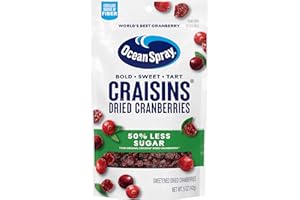 Ocean Spray® Craisins®, 50% Less Sugar Dried Cranberries, Dried Fruit, 5 Oz Pouches, 12 Count