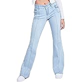 YMI Womens Junior Cargo Flare Jean with Side Pockets