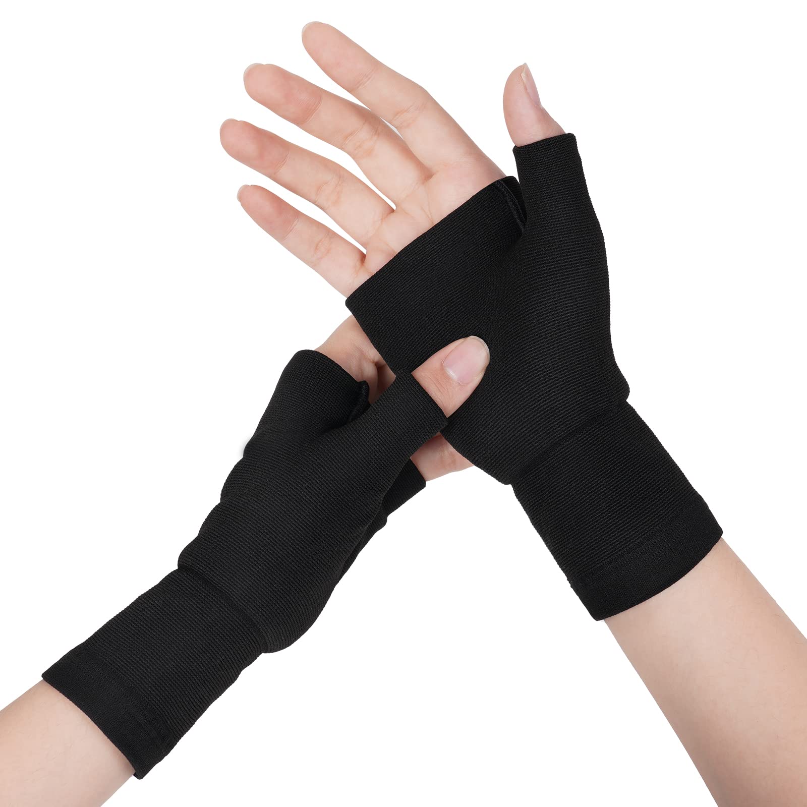 AOOWU Wrist and Thumb Support, 2 Pcs Compression Wrist Thumb Support Wrist Splint, Elastic Breathable Wrist Support Brace for Arthritis, Joint Pain, Tendonitis, Sprain, Sports (L)