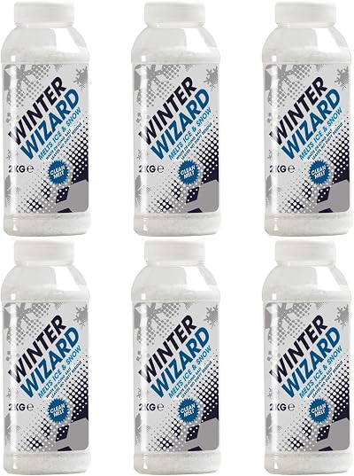 Winter Wizard De-Icer 2KG Shaker Tub - Pack of 6 - Ice Snow Melt Fast Clean