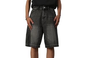 EMMIOL Baggy Jean Shorts Men,y2k Jorts Hip Hop, Mens Denim Shorts Loose Fit Vintage Streetwear Summer