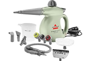 BISSELL Steam Shot Deluxe handheld pressurized steamer for maintenance cleaning with 10 cleaning tools