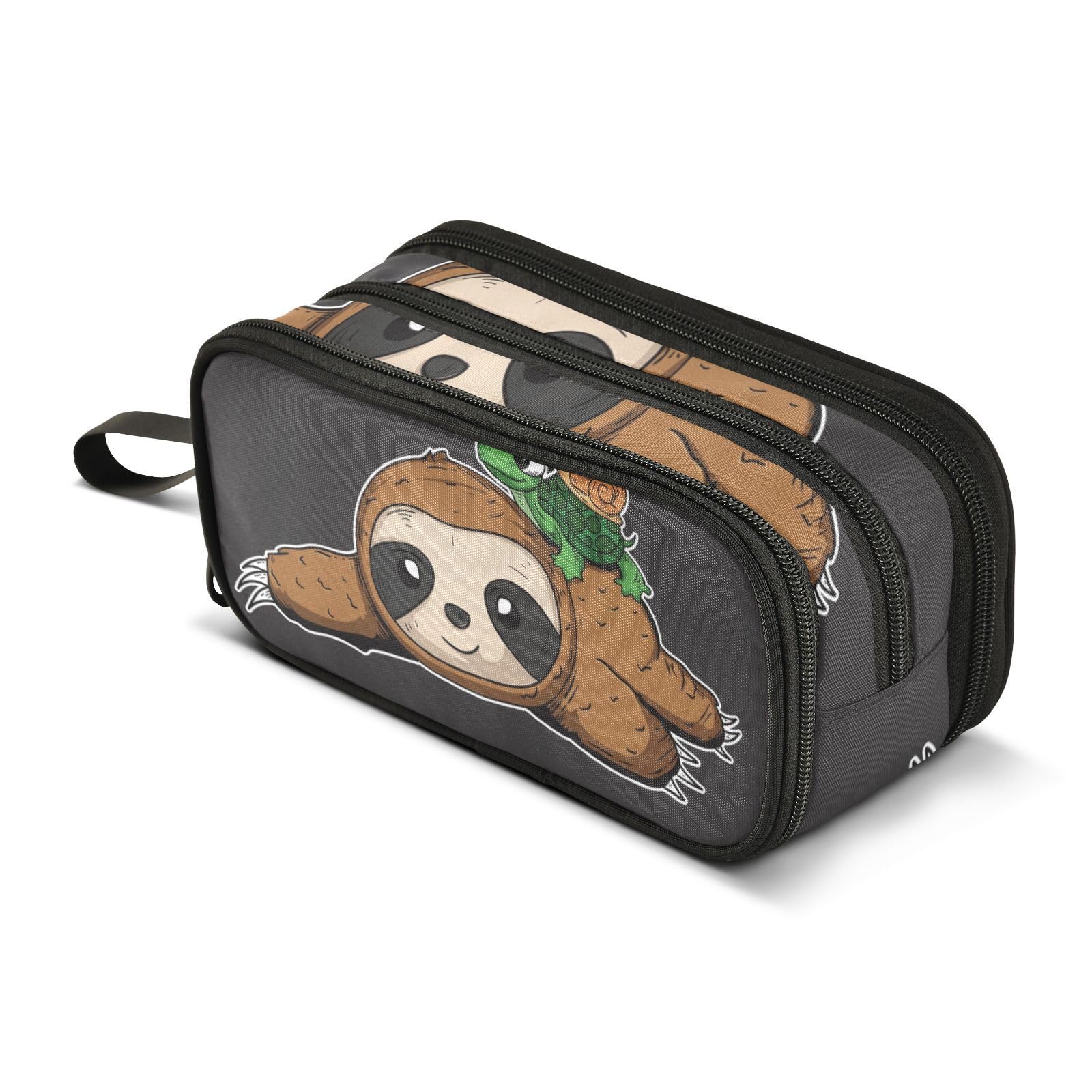 ISAOA Big Capacity Pencil Cases Funny Sloth with Turtle Cartoon Pouch Bag Large Pen Bag Stationery Bag for Girls Boys Adults Student