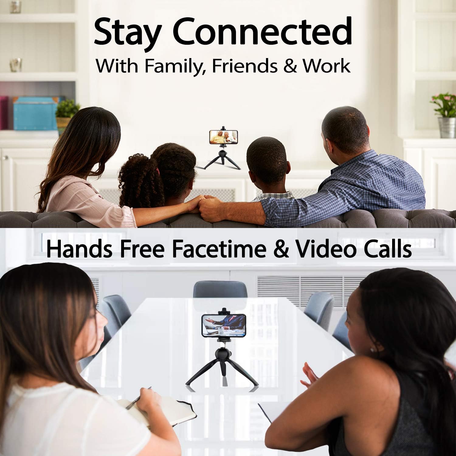 Fugetek Mini Tripod Table Top Stand and Phone Mount, Compact, Travel Ready, Use with FaceTime, Video Calls, Compatible with Gopro, Smartphones, iPhone, Samsung, Compact Cameras, DSLRs, Selfie Stick: Camera & Photo