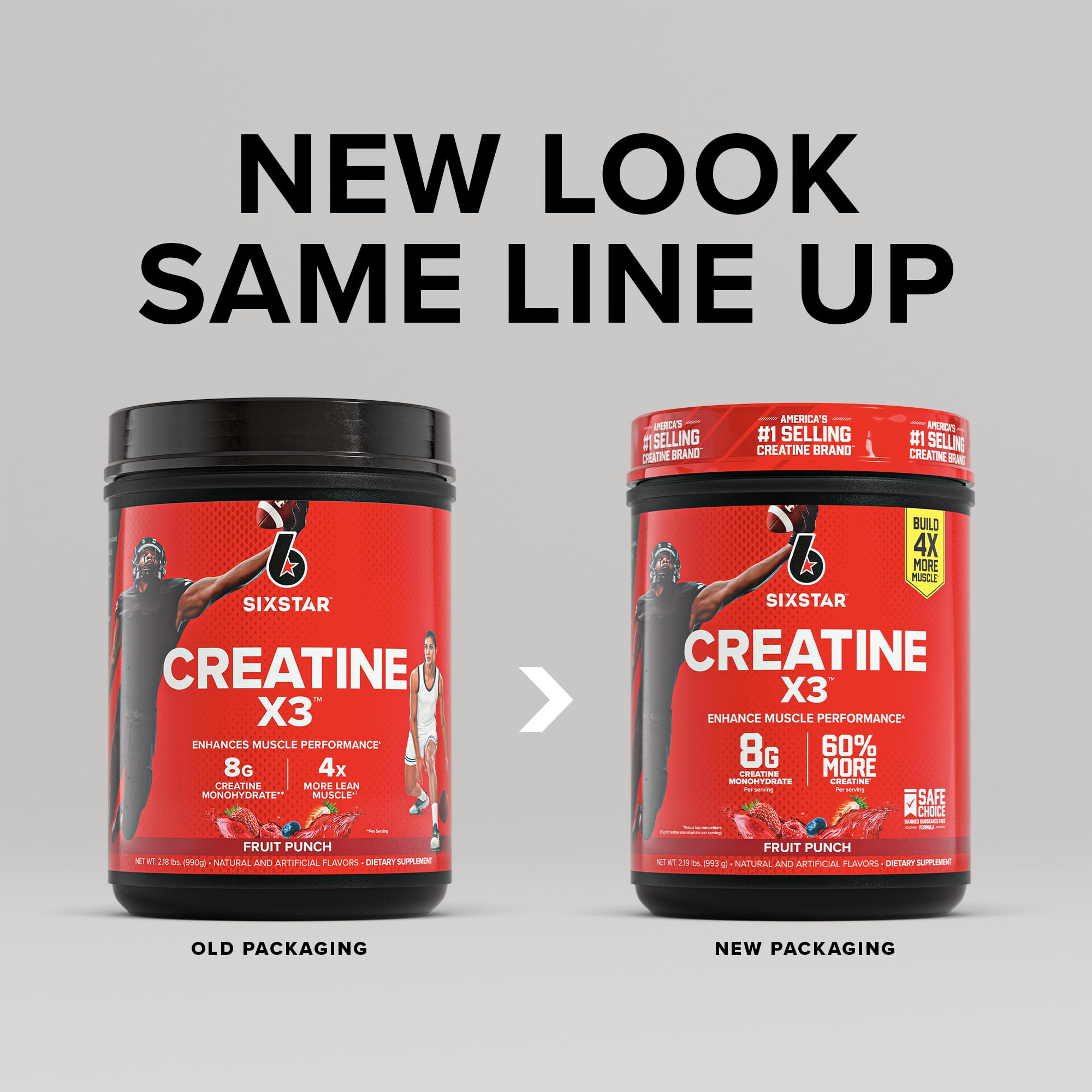 Six Star Creatine Monohydrate Powder, X3 (Fruit Punch) - Flavored Creatine HCl Powder Monohydrate Supplement for Muscle Building & Performance - Post Workout Supplement for Men & Women - 30 Servings