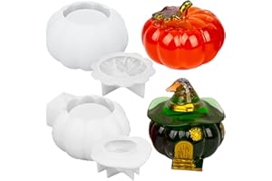 Actvty Halloween Resin Molds - 2 Pcs Pumpkin Jar Silicone Molds With Witch Lid for Casting, Craft DIY, Jewelry, Candy Storage Container