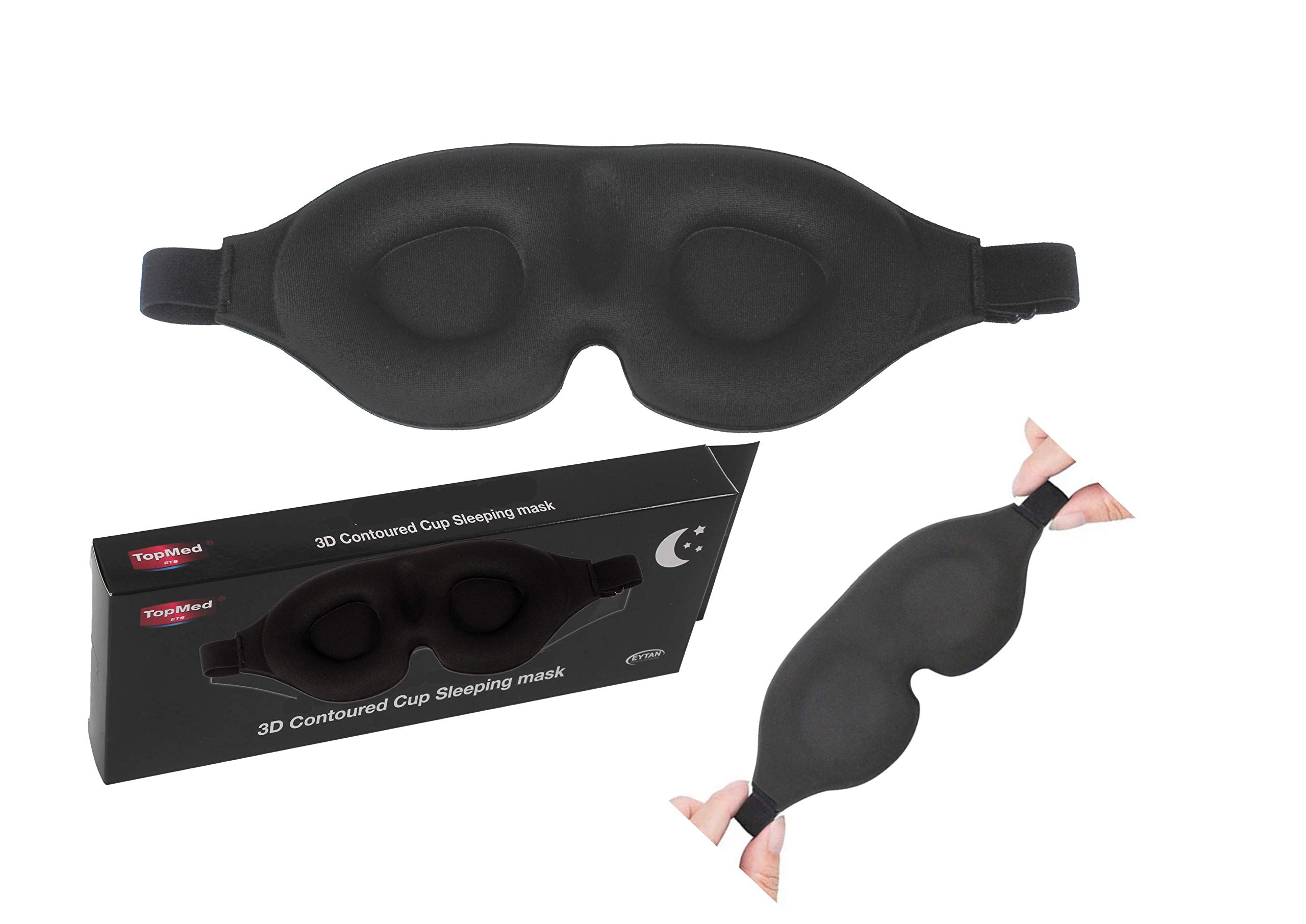 TOPMED ETS Sleep Eye Mask for Men Women, 3D Contoured Cup Sleeping mask 100% Blackout