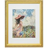 Wontree 11x14 Picture Frame Ornate in Gold with Rope Trim, Solid Wood with Real Glass, Display 11x14 Photo Matted to 8x10, Vertical and Horizontal for Wall Hanging