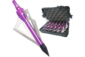 LeeMui Hunting Broadheads 12PK 100 Grains Screw-in Arrow Archery 3 Blades Hunting Heads Arrow Tips Compatible with Crossbow and Compound Bow + 1 PK Broadhead Storage Case