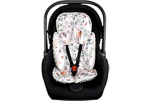 CARUILI 2-in-1 Infant Car Seat Insert for Newborn, Car Seat Head Support Baby Girls Boys, Extra Soft Preemie Carseat Head Support Cushion Pillow for Baby Car Seats, Strollers, Bouncers, Gray Animals
