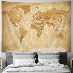 Drgilau World Map Tapestry, Map Educational Wall