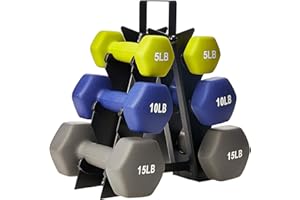 HolaHatha Neoprene Dumbbell Free Hand Weight Set with Storage Rack, Ideal for Home Gym Exercises to Gain Tone and Definition