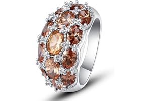 Emsione 925 Sterling Silver Plated Created 6x4mm Red Garnet Cocktail Party Ring