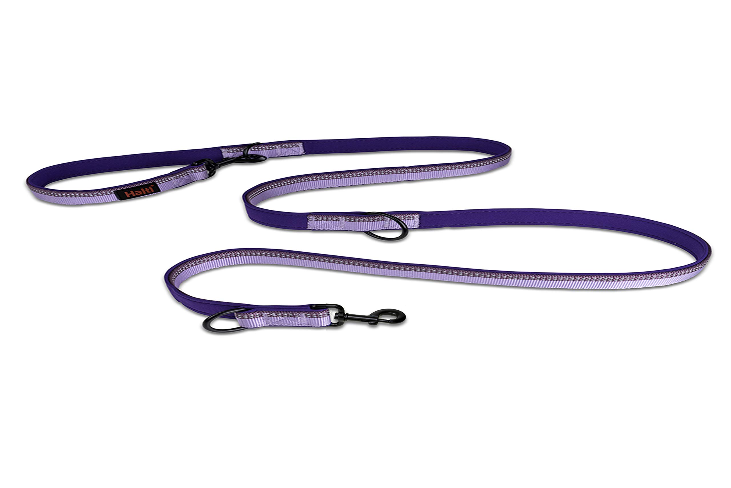 HALTI Double-Ended Lead For Dogs, Size Small, Purple, 2m, Best Premium Puppy & Dog Leash, Neoprene-Padded, Easy to Use, Reflective, Adjustable Lengths, Ideal Dog Lead for Hands Free Running & Training