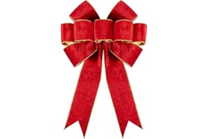 Utehilly 1Pack Large Christmas Bows Velvet Red Bows Holiday Red Christmas Bows Decorations for Wreath Velvet Bows Decor for Christmas Tree Topper, Front Door, Outdoor(24 * 16 inch)