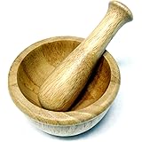 New Mini Wooden Mortar & Pestle Grinding Bowl Set Garlic Crush Pot Kitchen Tool