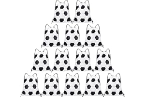 Grneric 14 Pcs Drawstring Bags Softball Baseball Basketball Football Goodie Favor Bags Cinch Candy Bag Sackpack for Sports Teams (Soccer)