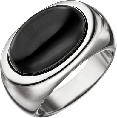 Breiter Ring Damenring Mit Onyx Oval Schwarz 925 Silber Onyxring Fingerring Amazon De Schmuck