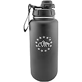 LVRT Lifestyle | HydrationHero 32 oz Stainless Steel Water Bottle | One-Hand Open | Black