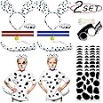 Ahuimeius 2 Set Dalmatian Dog costume Ear Headband, Bow Tie, Tail set, Silicone bracelet,Collar and 144 Pieces Black Adhesive Felt for Halloween DIY Projects Costume