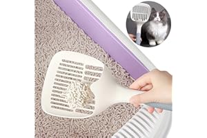 Cat Litter Scoop Kitty Litter Poop Sifting Scooper with Deep Shovel, Pooper Lifter Long Handle Alloy Non Stick