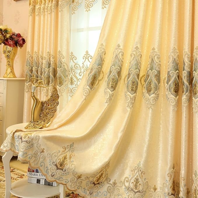 MYRU European Style Living Room Gold Curtains Room