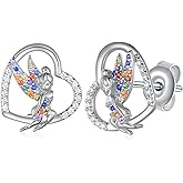 Fairy Earrings 925 Sterling Silver Flower Fairy Stud Earrings with Colored Zircon Elf Earrings Zelda Christmas Jewelry Gift for Women