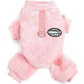 Dog Clothes for Small Dogs Fleece Dog Pajamas Winter Warm Thermal Soft Puppy Pjs Coat Stretchy Jumpsuit Doggie Pet Sweater Outfits Cat Apparel (Pink, X-Small)