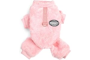 DINKINTY Dog Sweater for Small Dogs Fleece Dog Pajamas Winter Warm Thermal Soft Puppy Pjs Coat Stretchy Jumpsuit Doggie Pet Clothes Outfits Cat Apparel (Pink, XX-Small)