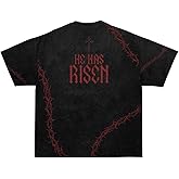 SAINT KAIZEN Risen Tee Shirt – Acid Wash | Oversized Christian Gym Tee, 220-gsm Cotton, Direct Inject Screen Print