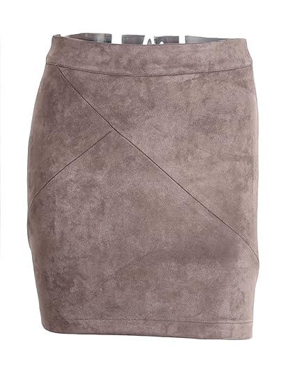 Annybar Damen Kurz Rock Elegant A Linien High Waist Leder Sommer Minirock