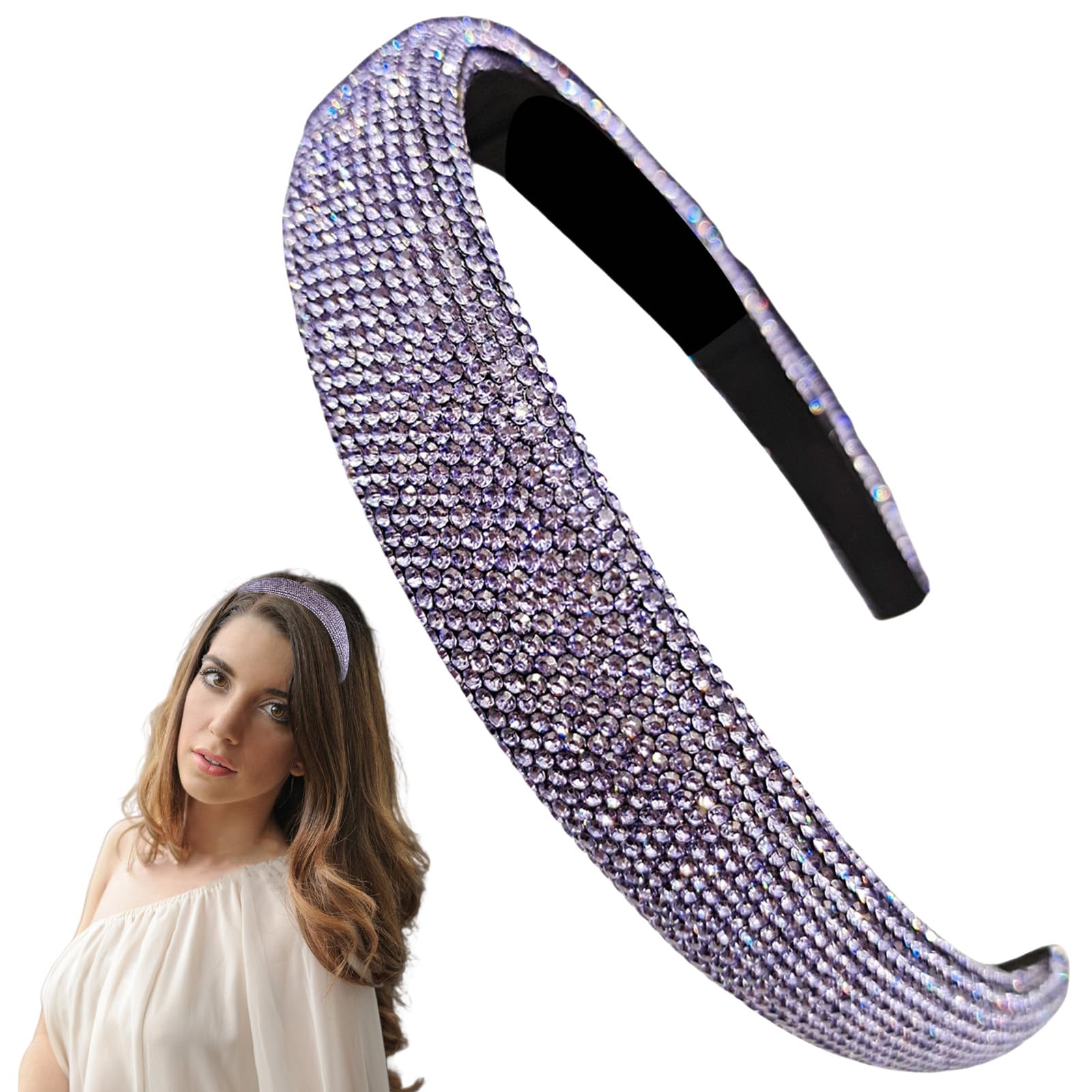 Hair Bands for Women Purple Crystal Headband Ladies Headbands Crystal Vintage Hairband Shiny 3224