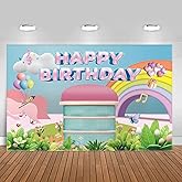 5 * 3FT Rainbow Dollhouse Birthday Party Backdrop Decorations,Rainbow Dollhouse Theme Party Supplies