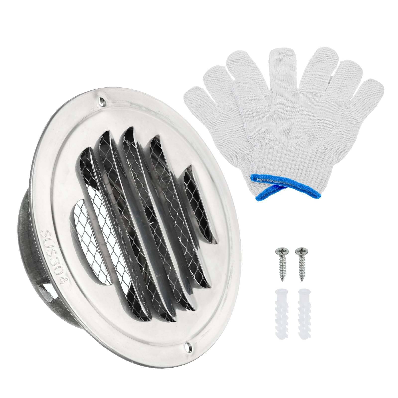 PATIKIL 3" Round Soffit Air Vents, 304 Stainless Steel Louver Grille Vent Cover Screen Mesh Air Outlet for Kitchen Bathroom Wall Ceiling Floor Ventilation