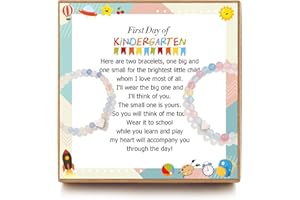 OFGOT7 First Day of Kindergarten Preschool Mommy and Me Bracelets, Back To School Gifts, Heart Beadeds Mom and Daughter Bracelets, Mother Daughter Bracelets set for 2 One big and one small bracelet