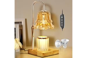 FATSINDE Candle Warmer Lamp, Electric Candle Warmer with Timer & Dimmer Height Adjustable Wax Melt Warmer for Scented Candles with 2 Bulbs, Compatible with Small & Large Jar Candles