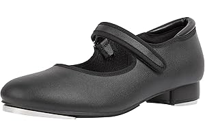 Linodes PU Leather Easy Strap Tap Shoe Dance Shoes for Women and Men's Mary Jane Dance Flat