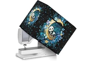 Kathyboom Moon Panda Sewing Machine Dust Cover with Convenient Pockets for Sewing Accessories Fit for Most Standard Sewing Machines and Accessories