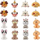 Cheriswelry 16Pcs 3D Dog Resin Pendants Cute Puppy Dangle Charms Cartoon Animal Charms Hang Ornament 20-30.5mm 8 Styles for DIY Necklace Bracelet Earring Making