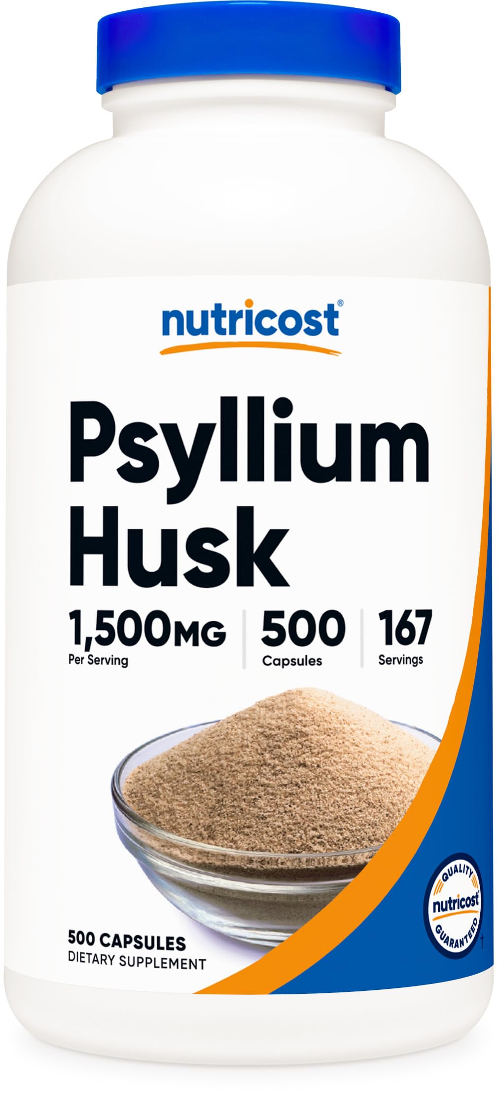 Nutricost Psyllium Husk 1500mg Per Serving, 500 Capsules - Non-GMO & Gluten Free
