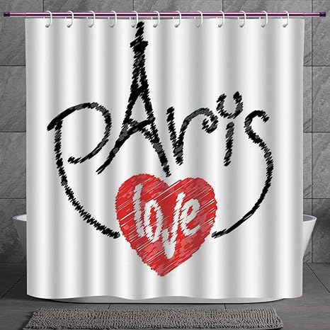 Polyester Shower Curtain 2 0 Paris I Love Paris Theme With