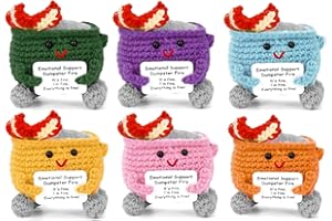 Keyrose 6PCS Emotional Support Crochet Dumpster Fire with Positive Card, Funny Handmade Knitted Toys Inspirational Emotional Support Birthday Gifts for Coworkers Women Friend Type1